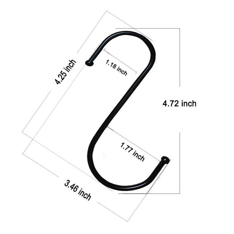 LOYMR 10 Pack 4.7 Inches Extra Large S Shape Hooks Heavy-Duty Metal Hanging Hooks Apply Kitchenware Bathroom Utensils Plants Towels Gardening Multiple uses Tools(Black) - Image 2
